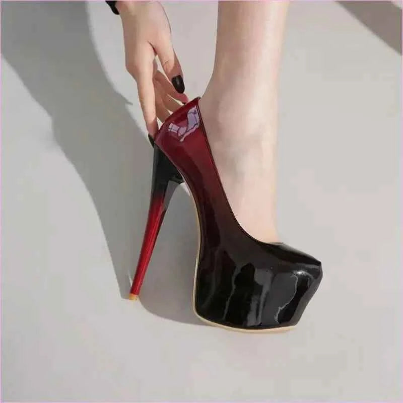 Purple Ombré Platform Heel Drag Queen Shoes with Removable Ankle Strap - Pleasures and Sins