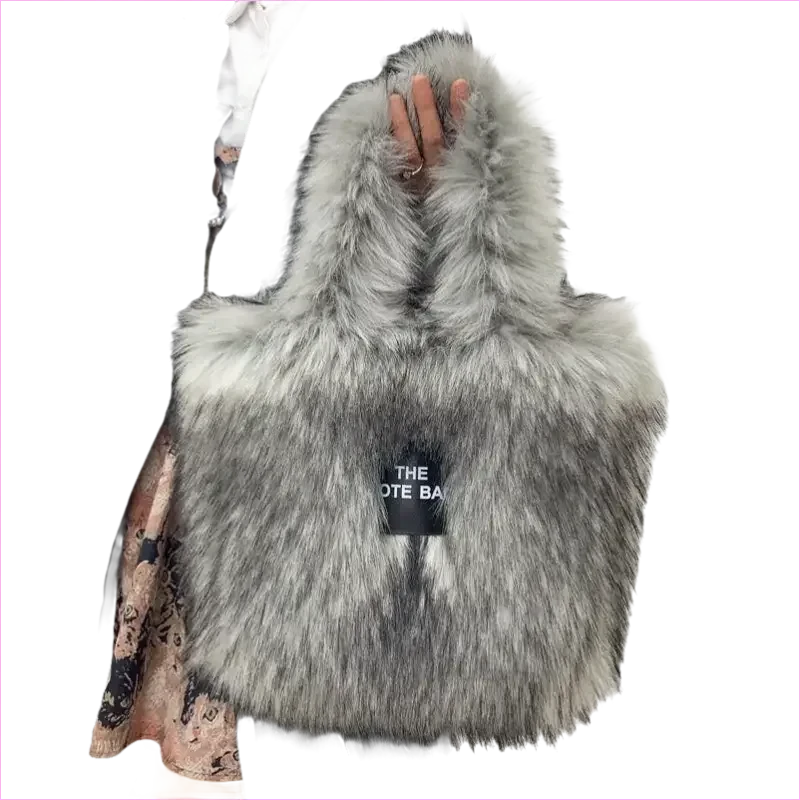 Rainbow Faux Fur Crossbody Tote Bag with Large Capacity - Pleasures and Sins