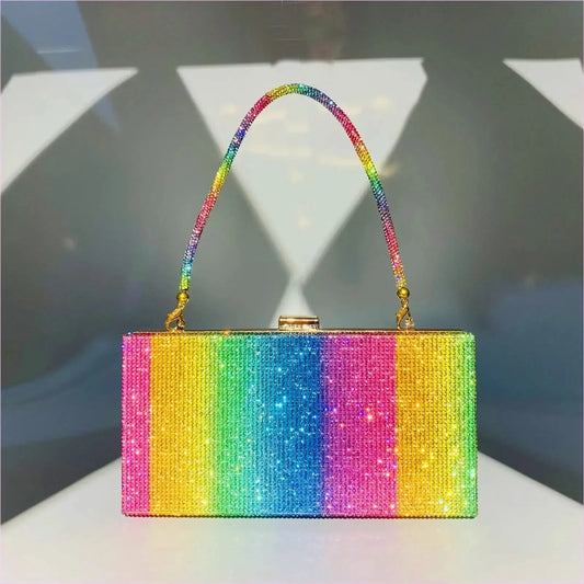 Rainbow Glitter Handheld Diamante Clutch for Women’s Pride Dinner - Pleasures and Sins