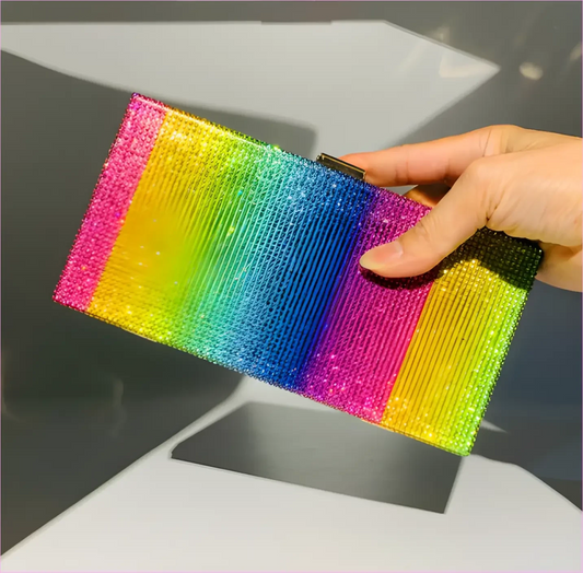 Rainbow Glitter Handheld Diamante Clutch for Women’s Pride Dinner - Pleasures and Sins