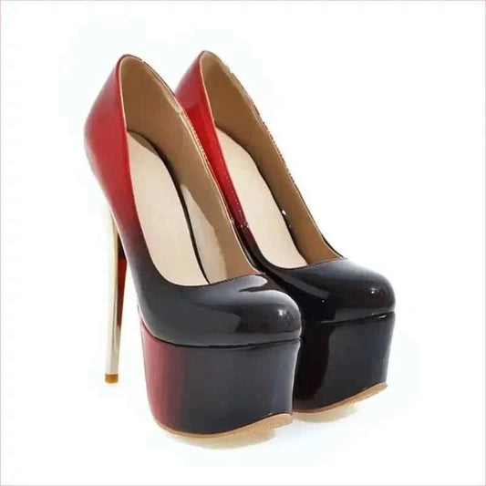 Red and Black Gradient Nightclub Stiletto Platform Shoes in Plus Sizes - Pleasures and Sins
