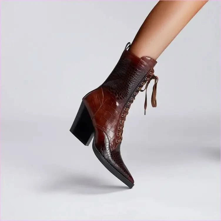 Retro Winkle Picker Toe Boots Stone Pattern - Pleasures and Sins