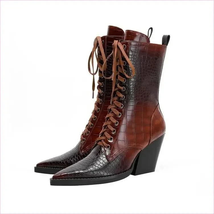 Retro Winkle Picker Toe Boots Stone Pattern - Pleasures and Sins