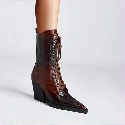 Retro Winkle Picker Toe Boots Stone Pattern - Pleasures and Sins