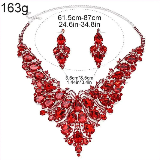 Rhinestone Drop Necklace and Earrings Set for Drag Queens Large - Pleasures and Sins
