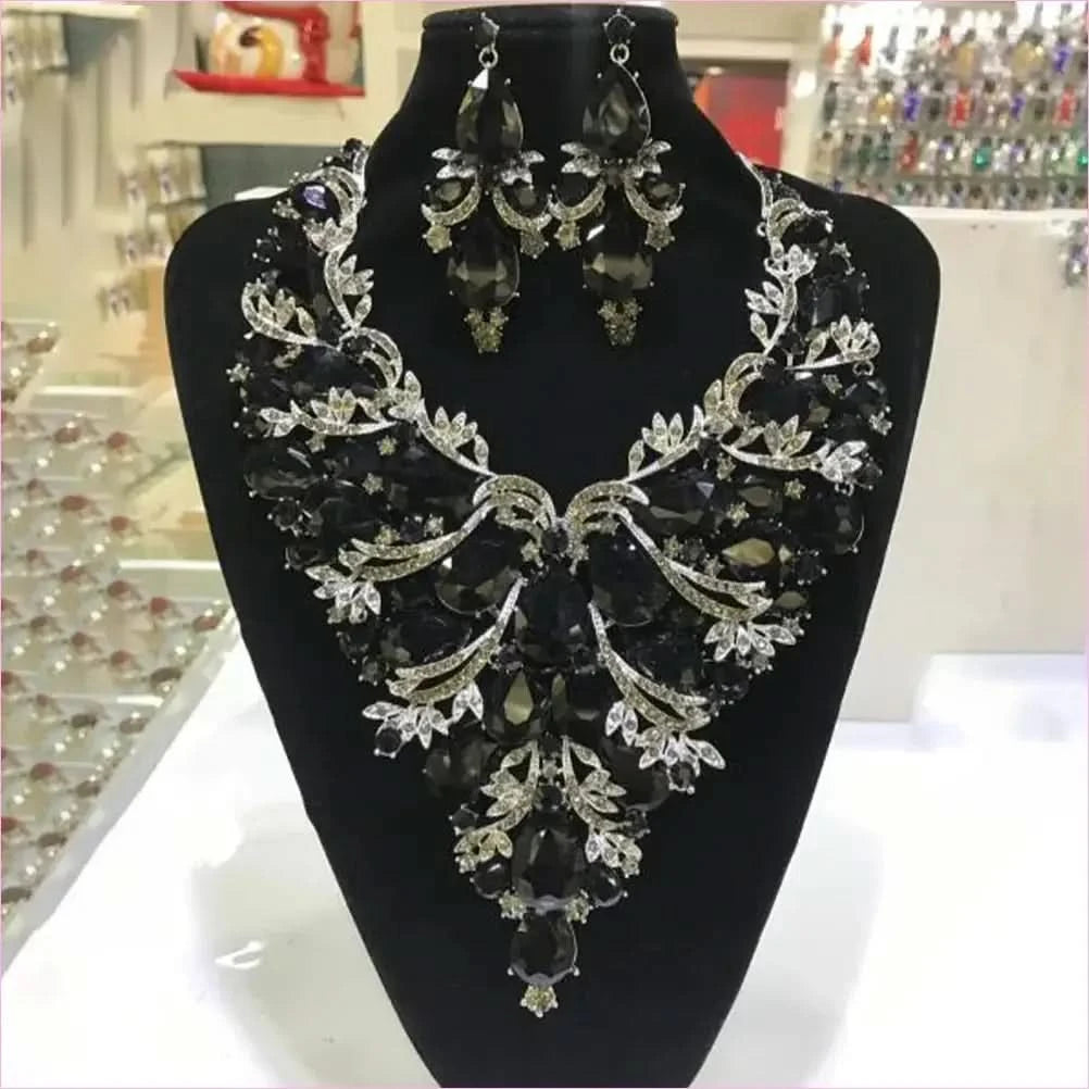 Rhinestone Drop Necklace and Earrings Set for Drag Queens Large - Pleasures and Sins
