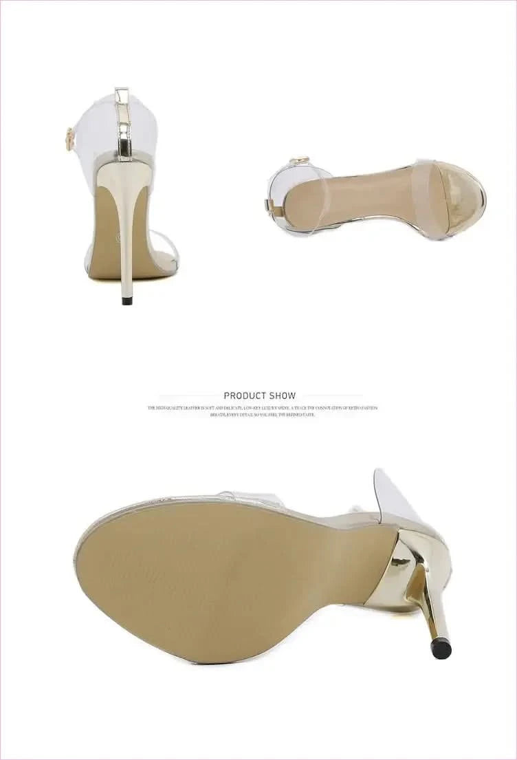 Rhinestone High Heel Sandals with Snakelike Winding Straps - Pleasures and Sins