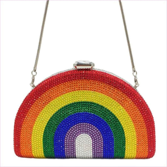 Rhinestone Pride Rainbow Shape Clutch Shoulder Bag for Pride and Style - Pleasures and Sins