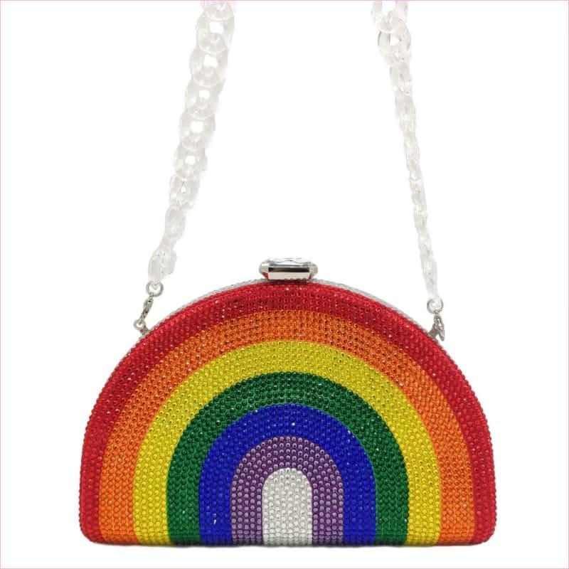 Rhinestone Pride Rainbow Shape Clutch Shoulder Bag for Pride and Style - Pleasures and Sins
