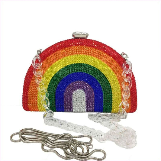Rhinestone Pride Rainbow Shape Clutch Shoulder Bag for Pride and Style - Pleasures and Sins