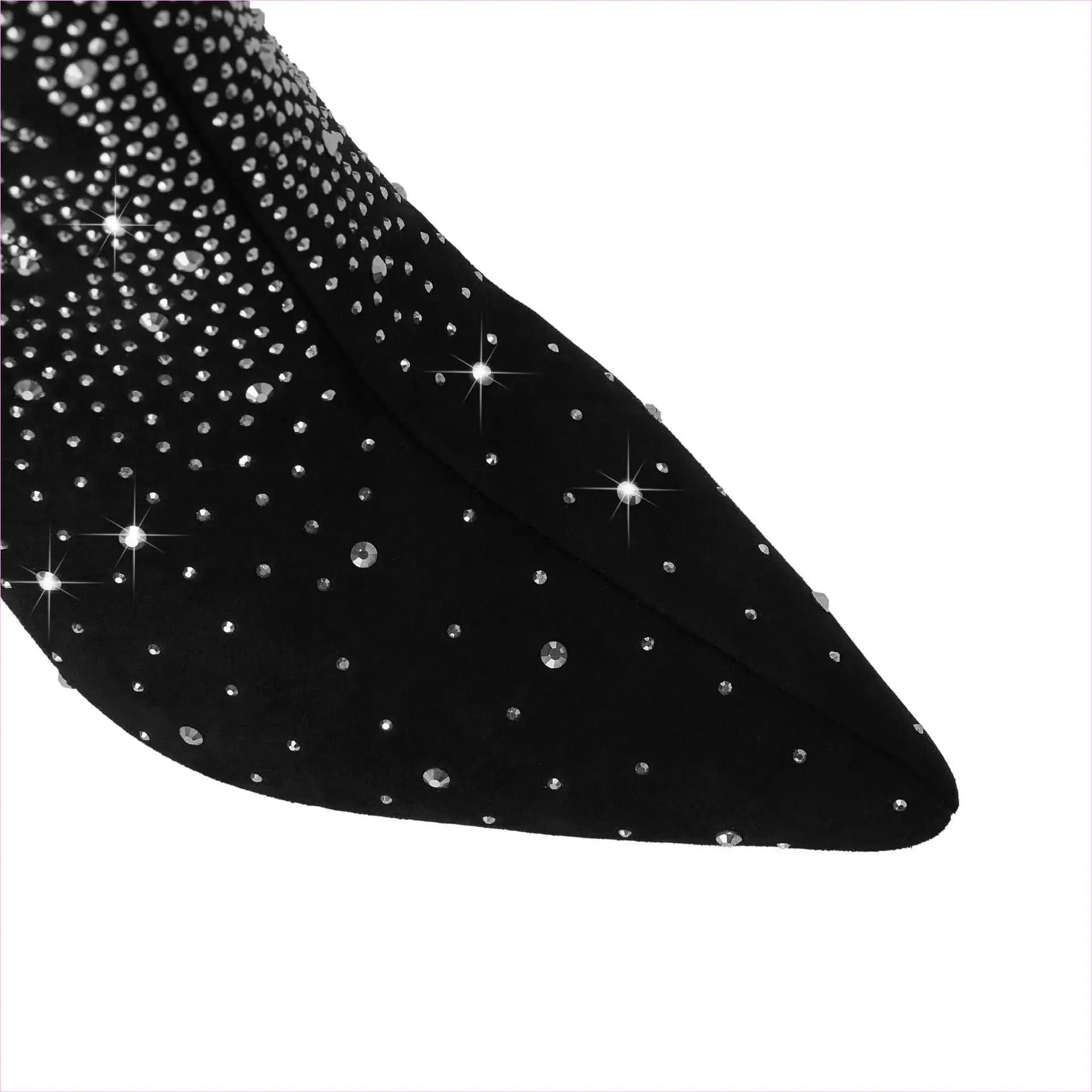 Rhinestone Skull Ladies Boots with Tiger Tooth Profiled Heel - Pleasures and Sins