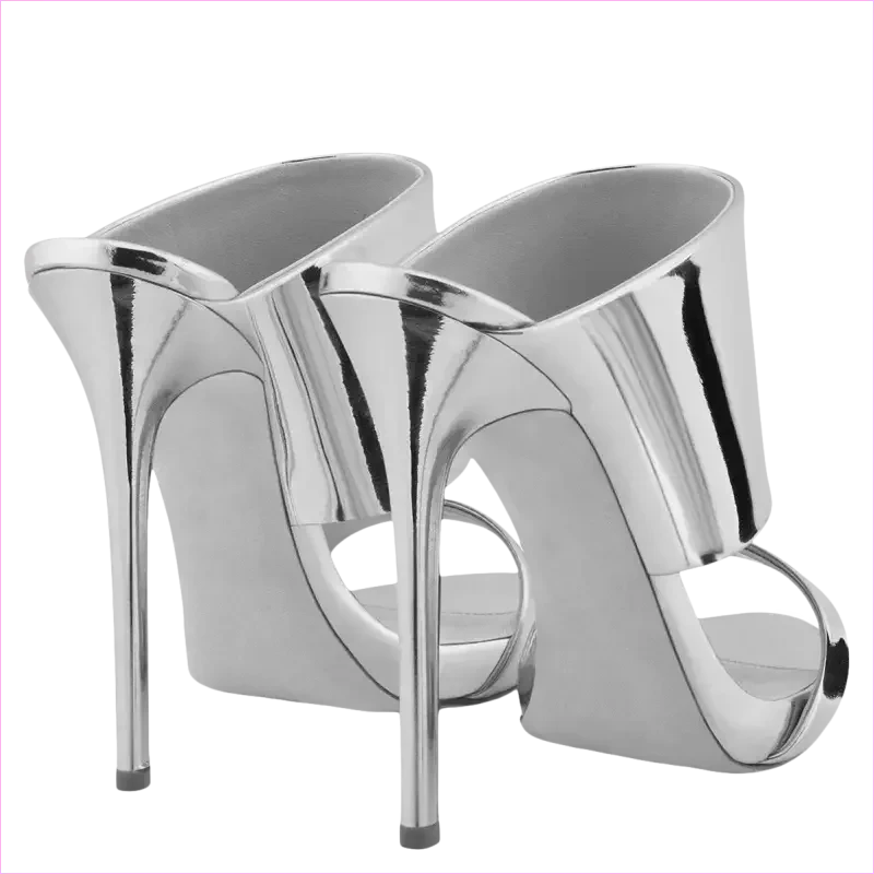 Rose Gold Shiny High Heeled Luxury Open Toe Sandals - Pleasures and Sins