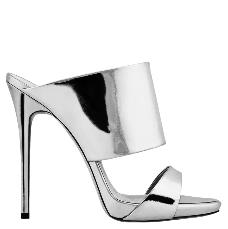 Rose Gold Shiny High Heeled Luxury Open Toe Sandals - Pleasures and Sins