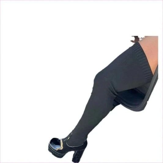 Round Toe Chunky Heel Over the Knee Knitted Boots for Modern Style - Pleasures and Sins