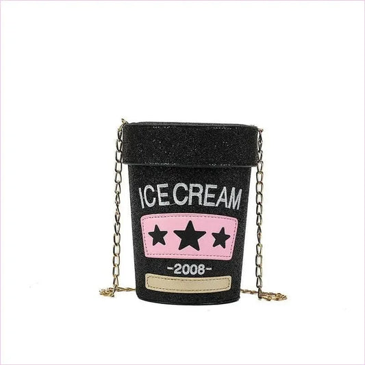 Sequin Crossbody Small Bag in Fun Cream Pot Design - Pleasures and Sins