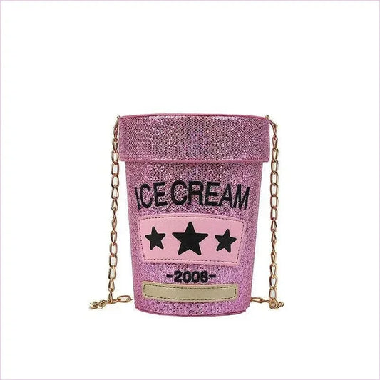 Sequin Crossbody Small Bag in Fun Cream Pot Design - Pleasures and Sins
