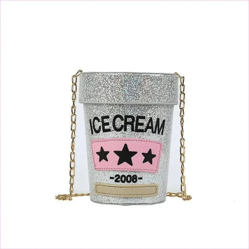 Sequin Crossbody Small Bag in Fun Cream Pot Design - Pleasures and Sins