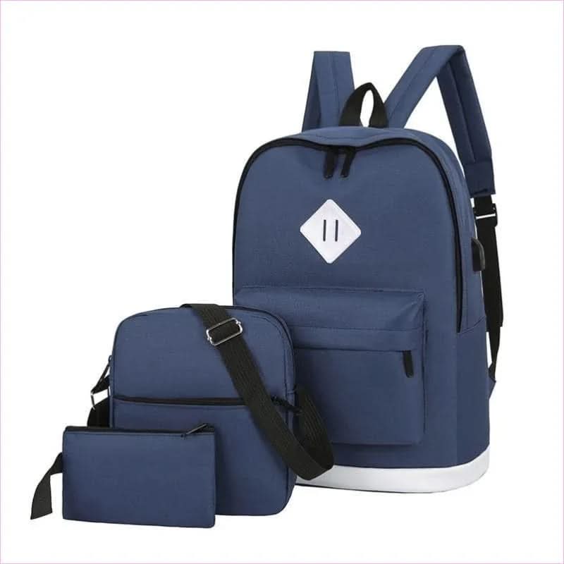Set Of 3 Large Capacity Usb Backpack, shoulder bag and wallet - Pleasures and Sins