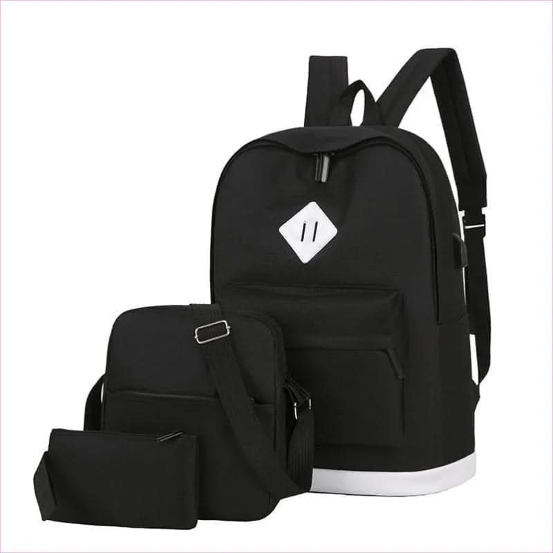 Set Of 3 Large Capacity Usb Backpack, shoulder bag and wallet - Pleasures and Sins