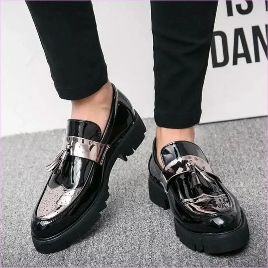 Shiny Black Patent Leather Casual Moccasin Loafers for Men - Pleasures and Sins