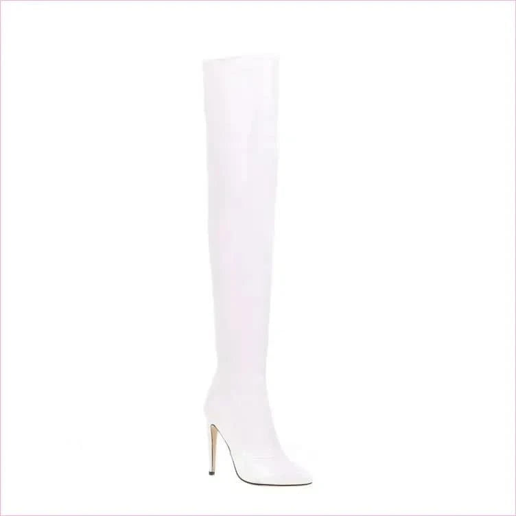 Shiny Black Thigh-high Patent Leather High Heel Womens Boots - Pleasures and Sins