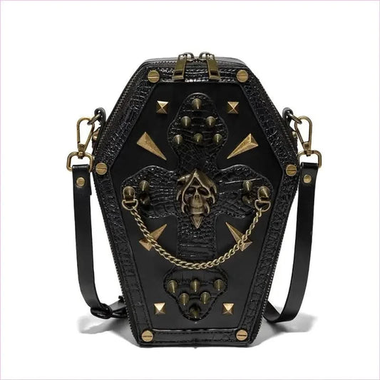 Skull Embossed Coffin Outer Bag Embossed Coffin Shape Bag Gothic Skull Coffin Bag Skull Coffin Handbag Steampunk - Pleasures and Sins