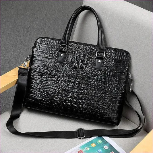 Sleek Crocodile Pattern Shoulder Briefcase for Modern Professionals - Pleasures and Sins