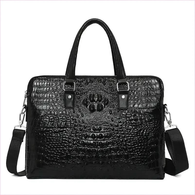 Sleek Crocodile Pattern Shoulder Briefcase for Modern Professionals - Pleasures and Sins