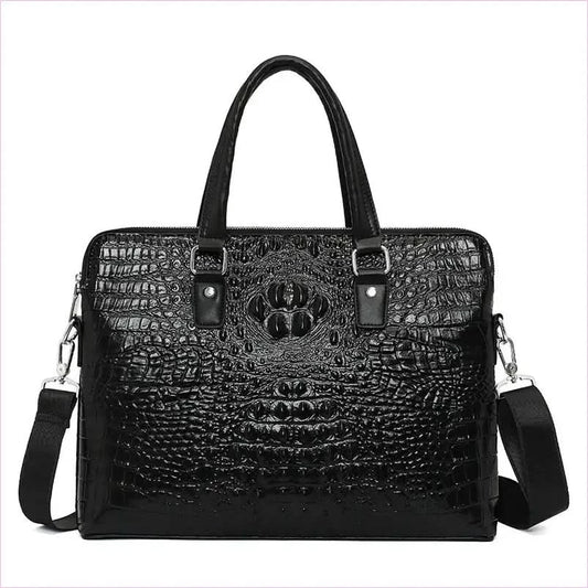 Sleek Crocodile Pattern Shoulder Briefcase for Modern Professionals - Pleasures and Sins