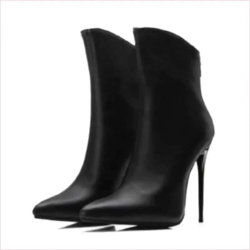 Sleek Fashion Stiletto Pointed Toe Ankle Boots in Plus Sizes - Pleasures and Sins