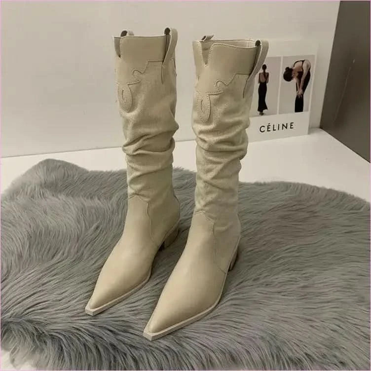 Soft Suede Western Cowboy Boots with Pointed Toe for Everyday Style - Pleasures and Sins