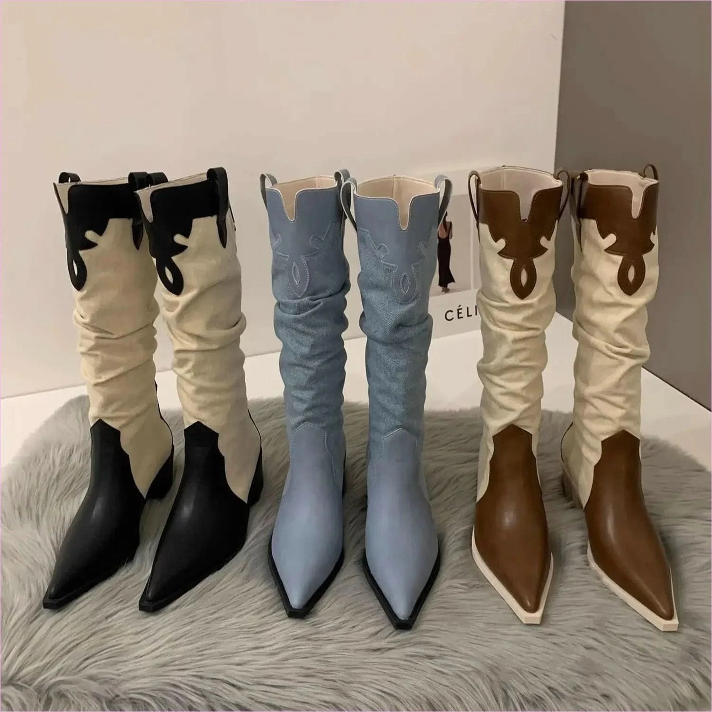 Soft Suede Western Cowboy Boots with Pointed Toe for Everyday Style - Pleasures and Sins