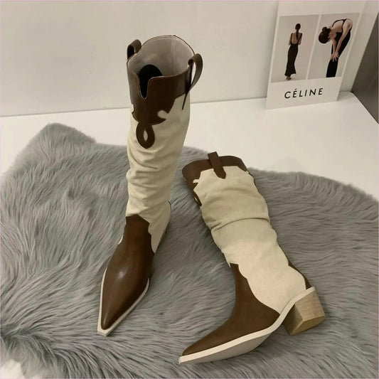 Soft Suede Western Cowboy Boots with Pointed Toe for Everyday Style - Pleasures and Sins