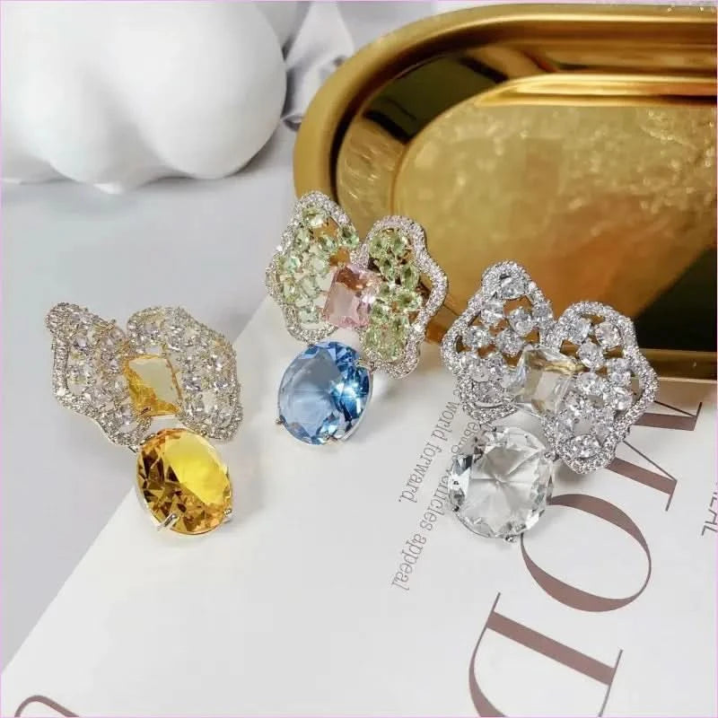 Sparkling Colored Zirconium Petals Pure Luxury Earrings - Pleasures and Sins