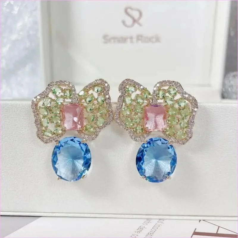 Sparkling Colored Zirconium Petals Pure Luxury Earrings - Pleasures and Sins