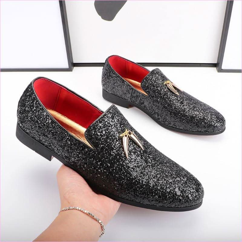 Sparkly Blue Casual Glittered Rhinestone Loafers with Tassels - Pleasures and Sins