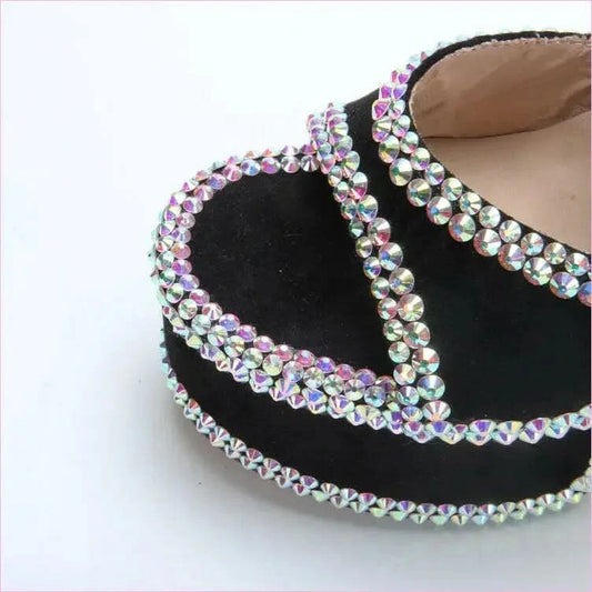 Sparkly High Heel Open Toe Platform Rhinestone Sandals - Pleasures and Sins