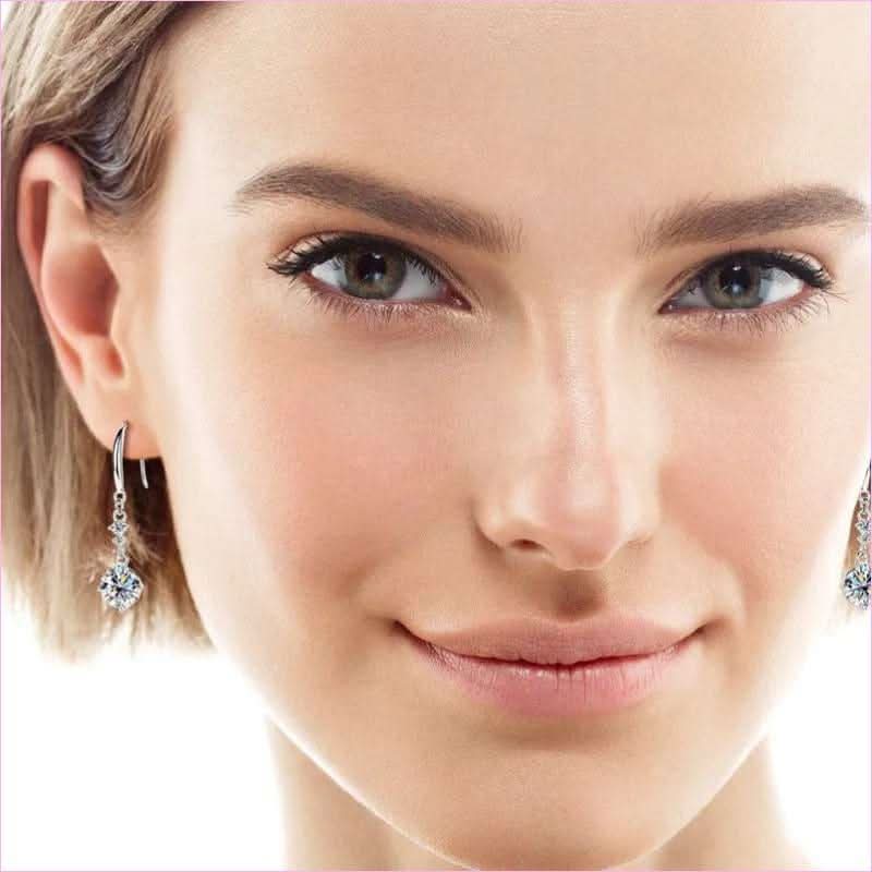 Sterling Silver Drop Earrings with Moissanite Over 0.3 Carats - Pleasures and Sins