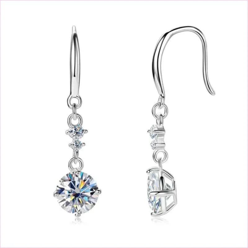 Sterling Silver Drop Earrings with Moissanite Over 0.3 Carats - Pleasures and Sins