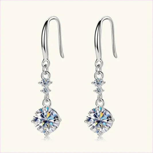 Sterling Silver Drop Earrings with Moissanite Over 0.3 Carats - Pleasures and Sins