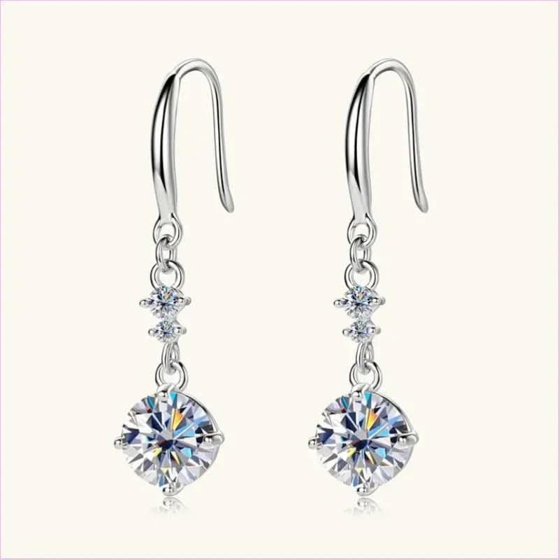 Sterling Silver Drop Earrings with Moissanite Over 0.3 Carats - Pleasures and Sins