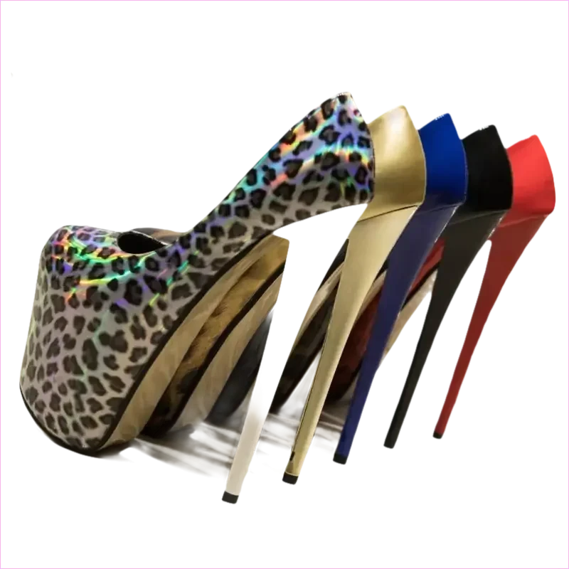 Stiletto Heel Leopard Print Drag Heels in Various Colors - Pleasures and Sins
