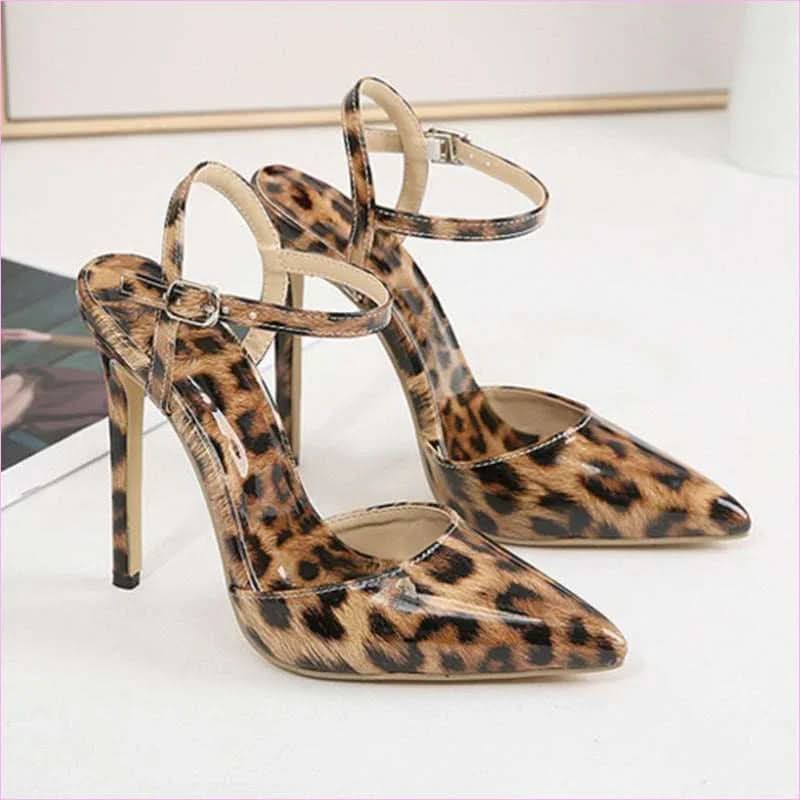 Stiletto Leopard Print Patent Leather High Heels for Elegant Style - Pleasures and Sins