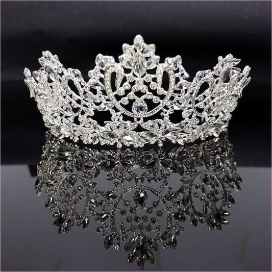 Stunning Crystal Flower Rhinestone Bridal Pageant Crown Tiara - Pleasures and Sins