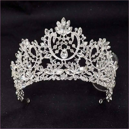Stunning Crystal Flower Rhinestone Bridal Pageant Crown Tiara - Pleasures and Sins
