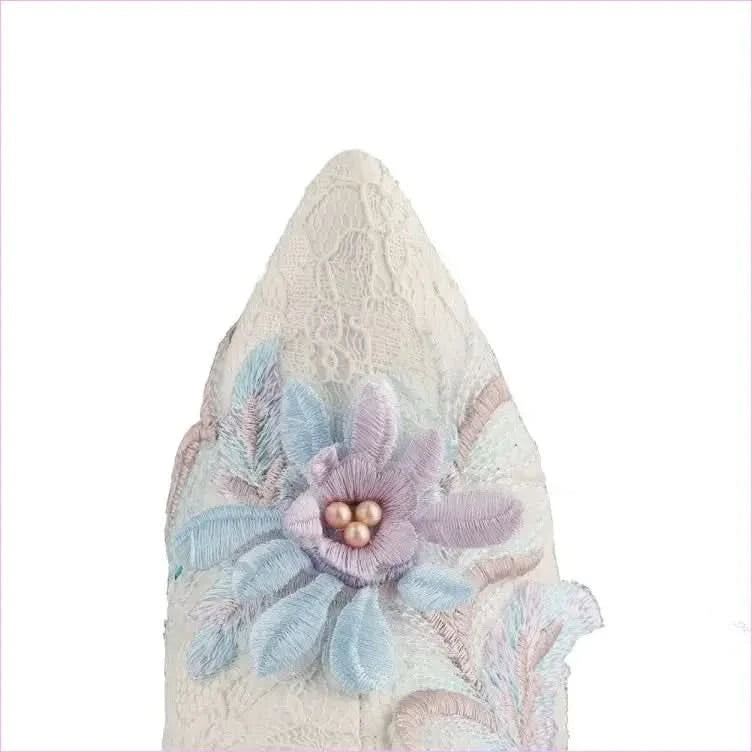 Stunning Lace Floral Bridal Booties with Lavender Appliqués and Beading - Pleasures and Sins