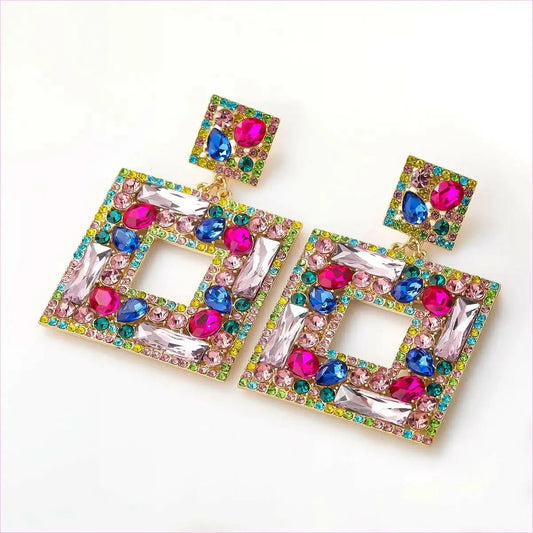 Stunning Multi-layer Square Diamond Rhinestone Earrings - Pleasures and Sins