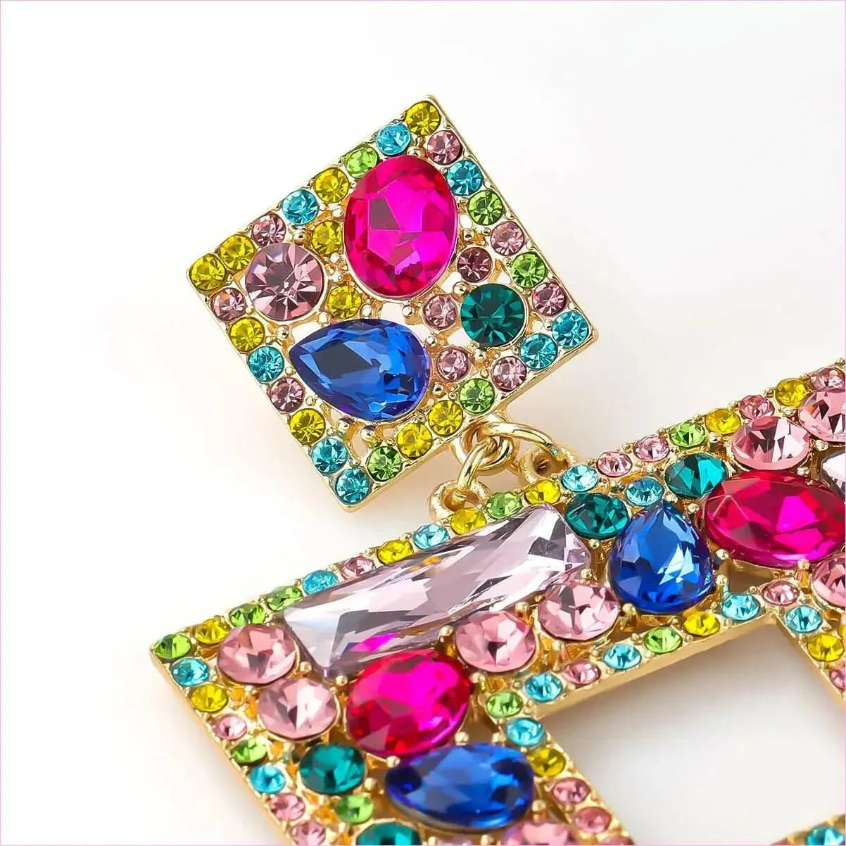 Stunning Multi-layer Square Diamond Rhinestone Earrings - Pleasures and Sins