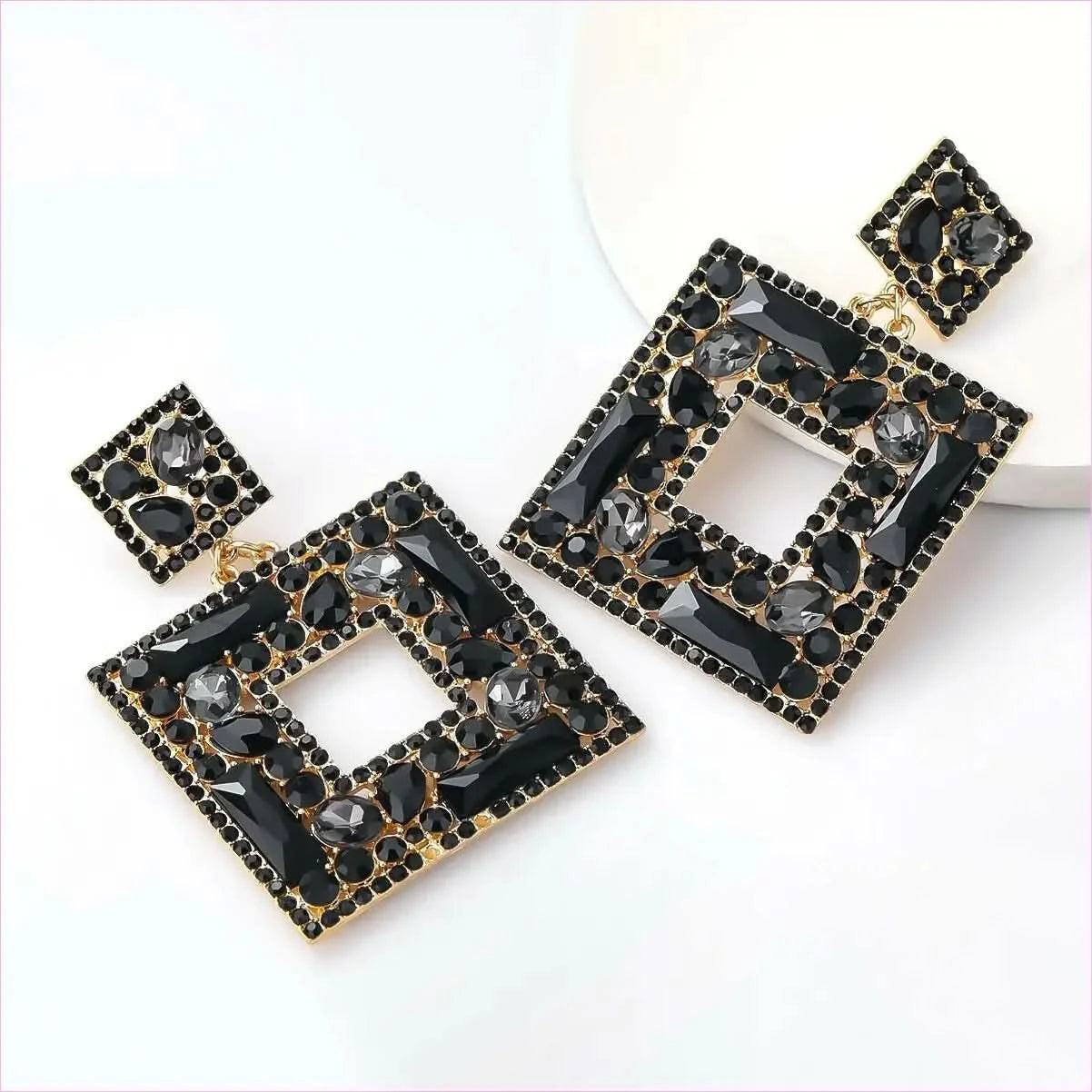Stunning Multi-layer Square Diamond Rhinestone Earrings - Pleasures and Sins