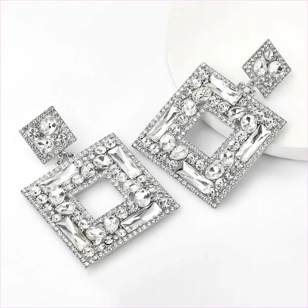 Stunning Multi-layer Square Diamond Rhinestone Earrings - Pleasures and Sins